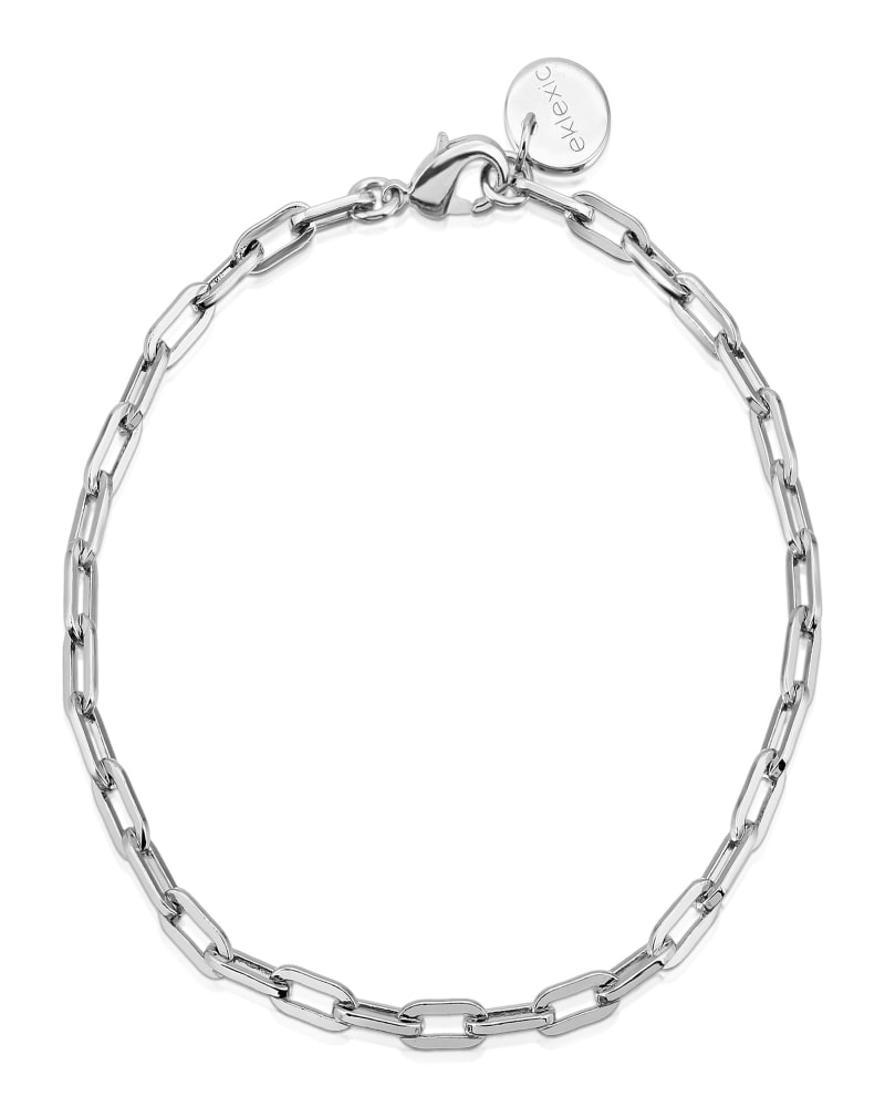 Front of a size 8" Silver Medium Link Chain Bracelet 8" Silver in Silver by Eklexic. | dia_product_style_image_id:282310